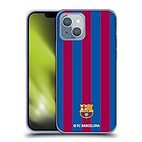 Head Case Designs Official FC Barcelona Stripes Crest Soft Gel Mobile Phone Case Compatible with Apple iPhone 14