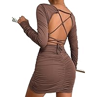 Women's Dresses Criss Cross Tie Backless Ruched Bodycon Dress Dress for Women