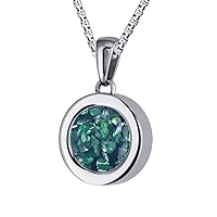 Quiges Silver Stainless Steel 12mm Mini Coin Pendant Holder and Blue Coloured Coin with Box Chain Necklace 42 + 4cm Extender