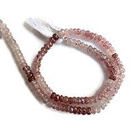 Natural Pink Moss Strawberry Quartz Shaded Faceted Rondelle Beads, 5 to 5.5mm Bead, 14 inch Strand-GDS951