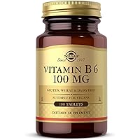 Solgar Vitamin B6 100 mg, 100 Tablets - Supports Energy Metabolism, Heart Health & Healthy Nervous System - B Complex Supplement - Vegan, Gluten Free, Dairy Free, Kosher - 100 Servings