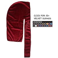 Premium Quality Long Tail Silky Velvet Durag 360/540 / 720 Wave Burgundy Sin
