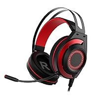 PC Gaming Headset/Video Game Stereo Headphone with Noise Canceling Mic & Memory Foam Ear Pads for PC/PS5/PS4/Xbox One/Nintendo Switch - Black Red