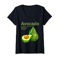 Womens Cute Avocado Summer Fruit V-Neck T-Shirt