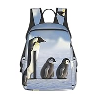 Penguin Family Print Backpack Laptop Bags Lightweight Unisex Daypacks For Outdoor Travel Work