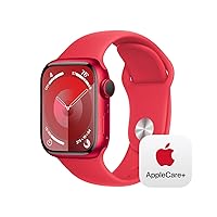 Apple Watch Series 9 [GPS + Cellular 41mm] Smartwatch with (Product) RED Aluminum Case with (Product) RED Sport Band S/M with AppleCare+ (2 Years)