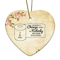 Personalized 3 Inch Everyone Wants to Change The World White Ceramic Ornament Holiday Decoration Wedding Ornament Christmas Ornament Birthday for Home Wall Decor Souvenir.