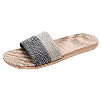 Mens S Slippers 9 Men Slipper Breathable Linen Flip-Flops Sandals Home Shoes Beach Shoes Thong Slippers for Men Indoor