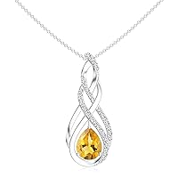 Natural Citrine Teardrop Infinity Pendant Pendant with Diamond for Women in Sterling Silver / 14K Solid Gold/Platinum