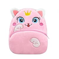 NICE CHOICE Cute Toddler Backpack Toddler Bag Plush Animal Cartoon Mini Travel Bag for Baby Girl Boy 2-6 Years(Cute Pink Cat)