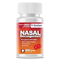 GenCare Nasal Decongestant 10mg Tablets Phenylephrine HCl 300 Tablets Per Bottle Value Pack Non Drowsy Sinus and Nasal Congestion Relief Lower Sinus Pressure Due to Allergies or Illness