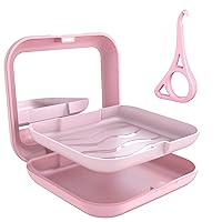 Aligner Case with Mirror and Aligner Removal Tool- Compatible with Invisalign, Aligners, and Mouth Guards, Premium Retainer Case with Magnetic Closure and Textured Liner- Easy to Use (Pink)