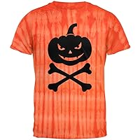 Pumpkin Crossbones Tie Dye Drip Pattern T-Shirt