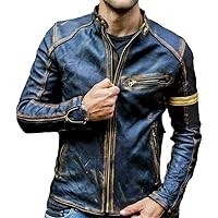 Autumn Motorcycle Leather Jacket for Men Street Fashion Bomber Elegance Stand Collar, Retro Pu Biker Outwear