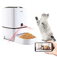 Automatic Pet Feeder with Camera, 6L App Control Smart Feeder Cat Dog Food Dispenser, 2-Way Audio, Voice Remind, Video Record, 6 Meals a Day for Medium Large Cats Dogs, Compatible with Alexa