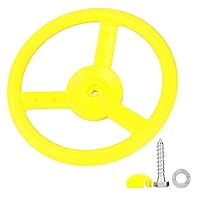 Qiangcui Steering Wheel, Steering Wheel Toy, Plastic Small Portable Rotatable Swing Set for Playground(Yellow)