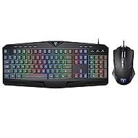 Gaming Keyboard and Mouse, [7200 DPI] [Programmable] [Breathing Light] [7 Buttons] Ergonomic Mice, [LED RGB Backli] [25 Keys Anti-ghostingt] [8 Multimedia Keys] Wrist Rest Keyboard, Bundle