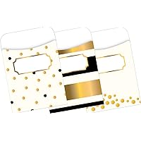 Barker Creek Peel & Stick Gold Library Pockets, 3 Designs, Great for Holding Library, Index, Flash Cards & More! 3½