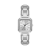 AX Armani Exchange Women's Watch, Square Watch for Women with Stainless Steel or Leather Band
