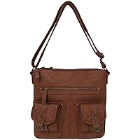 Oil Washed Faux Leather Shoulder, Tan