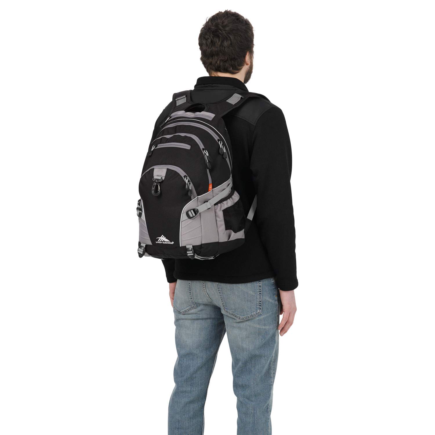 High Sierra Loop Backpack, Travel, or Work Bookbag with tablet sleeve, One Size, Black/Charcoal