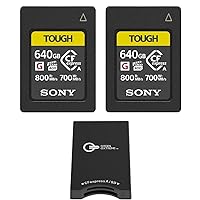 Sony CEA-G Series Tough 640GB CFexpress Type-A Memory Card, 2-Pack, with USB-C CFexpress Type-A and SD UHS-II Card Reader