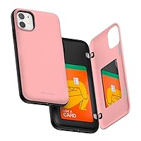GOOSPERY iPhone 11 Wallet Case with Card Holder, Protective Dual Layer Bumper Phone Case - Pink