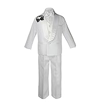 Formal Boy White Suit Shawl Lapel Satin Tuxedo Kid Baby Free Black Bow Tie (6)