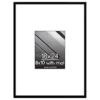 Americanflat 18x24 Poster Frame in Black - Use as 8x10 Picture Frame with Mat or 18x24 Frame Without Mat - Thin Border Photo Frame with Plexiglass Cover - Vertical or Horizontal Wall Display