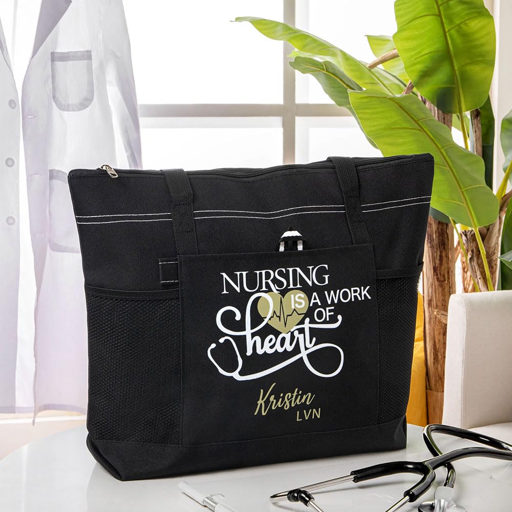 Getname Necklace Personalized Nurse Tote Bag Medical Graduation Gift for Nurse | Custom Name Nurse Bag New Nurse Gifts Canvas Nursing Tote Bag | Nursing School Student Gift RN Tote Bag