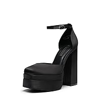 DREAM PAIRS Women’s High Chunky Platform Closed Toe Block Heels Square Toe Ankle Strap Dress Wedding Party Pumps Shoes