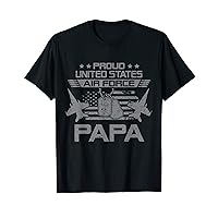 Mens Proud US Air Force Papa Flag USA Military Veteran T-Shirt