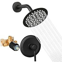 Black Shower Head And Faucet Set Complete With Valve Shower Fixtures With 6 Inch High Pressure Rain Shower Head Trim kit Regaderas Para bBaño Modernas