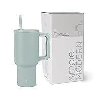 Simple Modern 30 oz Tumbler with Handle and Straw Lid | Insulated Cup Reusable Stainless Steel Water Bottle Travel Mug Cupholder Friendly | Gifts for Women Him Her | Trek Collection | Sea Glass Sage