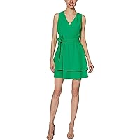 LAUNDRY BY SHELLI SEGAL Womens Crepe Faux Wrap Mini Dress Green 0