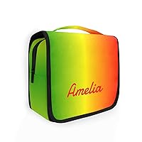 Rainbow Gradient Custom Name Hanging Toiletry Bag Personalized Makeup Cosmetic Bag Cosmetic Case Large Capacity Travel Toiletry Organizer for Brush Toiletries Shaving Storage