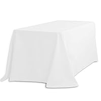 LinenTablecloth 90 x 132-Inch Rectangular Polyester Tablecloth with Rounded Corners, White