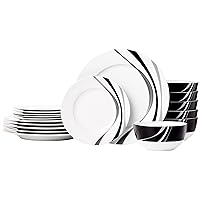 Amazon Basics 18-Piece Kitchen Dinnerware Set, Plates, Dishes, Bowls, Service for 6, Swirl