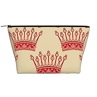 Red Crown Print Makeup Zipper Travel Bag, Daily Organizer, Travel Bag Cosmetic Bag, 5.9 X 2.8 X 4.7 Inches