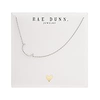 Rae Dunn 14K Gold Plated Brass Necklace - Sideways Initial Charm Pendant Delicate Chain Necklace for Women