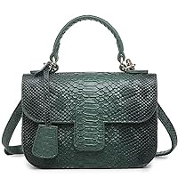 Women Green Python Leather Shoulder Bag PU Snake Leather Tote Hand Bag Clutch Purse Ostrich Party Bags (O-Black)