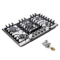 30 Inch Gas Cooktop, Stainless Steel Built-in 5 Burners Gas Stovetop LPG/NG Convertible Gas Stove Top Dual Fuel Gas Hob DM5722