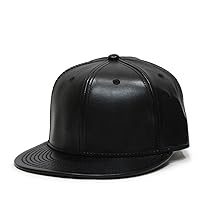 Premium Plain Wool Blend Leather Flat Bill Adjustable Snapback Hats Baseball Caps