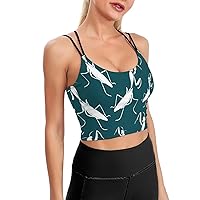 Insect Mantis Padded Sports Bras for Women Double Spaghetti Strap Yoga Bra Gym Crop Tank Tops