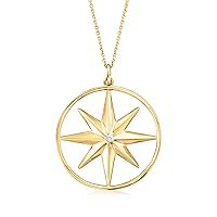 Ross-Simons 18kt Gold Over Sterling North Star Pendant Necklace With Diamond Accent. 18 inches