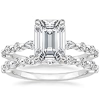 Generic Engagement Ring with 5CT Moissanite, Emerald Cut Solitaire in White Gold, 6