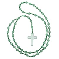 TUMBEELLUWA Cross Pendant Beaded Necklace for Men Women, Catholic Rosary Hand Knotted Necklace