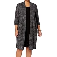 Connected Apparel Women's Plus Size Sweater Dress with Mock Jacket and Belt