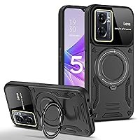 Case for Moto G14,Military [Built-in Kickstand] Magnetic Metal Ring Dual-Layer Heavy Duty Car Holder Shockproof Camera Lens Protection Phone Case for Motorola Moto G14 4G 2023 (Black)