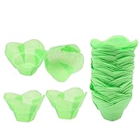 Luxshiny 100pcs Truffle Wrappers Paper Chocolate Candy Cups Flower Shaped Truffle Cups Baking Liners for Parties Cupcakes Muffins Mini Snacks Green